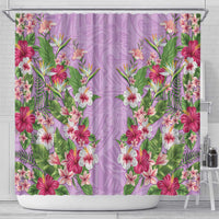 Hawaii Tropical Flowers Shower Curtain Lavender Polynesian Tattoo Art LT05 - Polynesian Pride