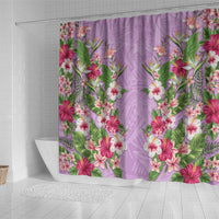 Hawaii Tropical Flowers Shower Curtain Lavender Polynesian Tattoo Art LT05 - Polynesian Pride