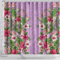 Hawaii Tropical Flowers Shower Curtain Lavender Polynesian Tattoo Art LT05 - Polynesian Pride