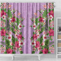 Hawaii Tropical Flowers Shower Curtain Lavender Polynesian Tattoo Art LT05 - Polynesian Pride