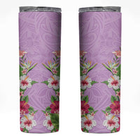 Hawaii Tropical Flowers Skinny Tumbler Lavender Polynesian Tattoo Art