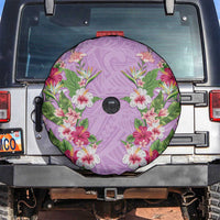 Hawaii Tropical Flowers Spare Tire Cover Lavender Polynesian Tattoo Art