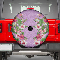 Hawaii Tropical Flowers Spare Tire Cover Lavender Polynesian Tattoo Art