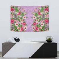 Hawaii Tropical Flowers Tapestry Lavender Polynesian Tattoo Art