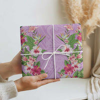 Hawaii Tropical Flowers Wrapping Paper Lavender Polynesian Tattoo Art