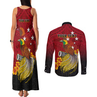 Personalized Papua New Guinea Couples Matching Tank Maxi Dress and Long Sleeve Button Shirts Bird Of Paradise Hibiscus With Motuan Pattern LT05 - Polynesian Pride