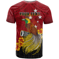 Personalized Papua New Guinea T Shirt Bird Of Paradise Hibiscus With Motuan Pattern LT05 - Polynesian Pride