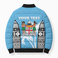 Personalised Fiji Day 2026 Bomber Puffer Jacket Masi Tapa Pattern With Palm Tree LT05 - Polynesian Pride