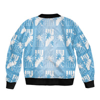 Bula Fiji Bomber Jacket Blue Makare Masi Tapa Pattern LT05 - Polynesian Pride