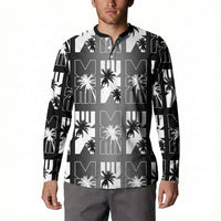 Bula Fiji Button Sweatshirt Black Makare Masi Tapa Pattern LT05 - Polynesian Pride