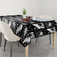 Bula Fiji Tablecloth Black Makare Masi Tapa Pattern LT05 - Polynesian Pride