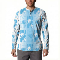 Bula Fiji Button Sweatshirt White Makare Masi Tapa Pattern LT05 - Polynesian Pride