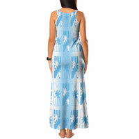Bula Fiji Tank Maxi Dress White Makare Masi Tapa Pattern LT05 - Polynesian Pride
