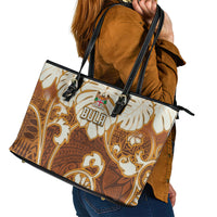 Fiji Spring Break Leather Tote Bag Fijian Tapa Pattern Brown LT05 - Polynesian Pride