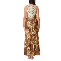 Personalized Fiji Spring Break Tank Maxi Dress Fijian Tapa Pattern Brown LT05 - Polynesian Pride