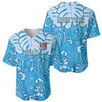 Personalized Fiji Spring Break Baseball Jersey Fijian Tapa Pattern Blue LT05 - Polynesian Pride