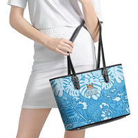Fiji Spring Break Leather Tote Bag Fijian Tapa Pattern Blue LT05 - Polynesian Pride