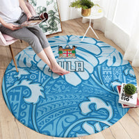 Fiji Spring Break Round Carpet Fijian Tapa Pattern Blue LT05 - Polynesian Pride