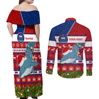 Personalized Samoa Christmas Couples Matching Off Shoulder Maxi Dress and Long Sleeve Button Shirts Santas Whale Manuia Le Kerisimasi LT05 - Polynesian Pride