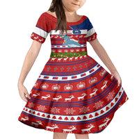 Personalized Samoa Christmas Family Matching Long Sleeve Bodycon Dress and Hawaiian Shirt Santas Whale Manuia Le Kerisimasi LT05 Daughter's Dress Red - Polynesian Pride