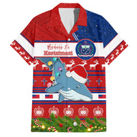Personalized Samoa Christmas Family Matching Puletasi Dress and Hawaiian Shirt Santas Whale Manuia Le Kerisimasi LT05 Dad's Shirt - Short Sleeve Red - Polynesian Pride
