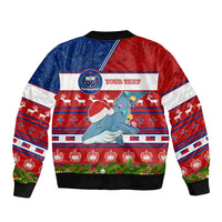 Personalized Samoa Christmas Sleeve Zip Bomber Jacket Santas Whale Manuia Le Kerisimasi LT05 - Polynesian Pride