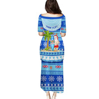 Personalized Fiji Christmas Family Matching Puletasi Dress and Hawaiian Shirt Santa Claus Surf Marau Na Kerisimasi LT05 - Polynesian Pride