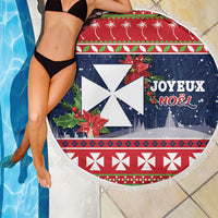 Wallis and Futuna Christmas Beach Blanket Poinsettia Joyeux Noel
