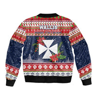 Wallis and Futuna Christmas Bomber Jacket Poinsettia Joyeux Noel