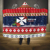 Wallis and Futuna Christmas Hooded Blanket Poinsettia Joyeux Noel