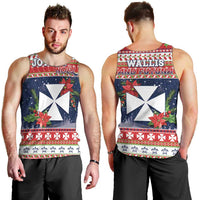 Wallis and Futuna Christmas Men Tank Top Poinsettia Joyeux Noel