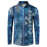 Hawaii Makahiki Turtle Button Sweatshirt Galaxy Tapa Pattern - Polynesian Pride