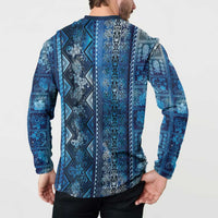 Hawaii Makahiki Turtle Button Sweatshirt Galaxy Tapa Pattern - Polynesian Pride