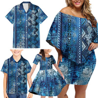 Hawaii Makahiki Turtle Family Matching Off Shoulder Short Dress and Hawaiian Shirt Galaxy Tapa Pattern - Polynesian Pride
