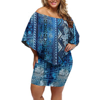 Hawaii Makahiki Turtle Family Matching Off Shoulder Short Dress and Hawaiian Shirt Galaxy Tapa Pattern - Polynesian Pride