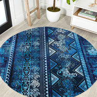 Hawaii Makahiki Turtle Round Carpet Galaxy Tapa Pattern - Polynesian Pride
