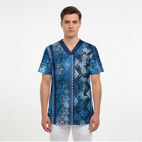 Hawaii Makahiki Turtle Scrub Top Galaxy Tapa Pattern - Polynesian Pride