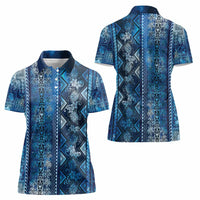 Hawaii Makahiki Turtle Women Polo Shirt Galaxy Tapa Pattern - Polynesian Pride