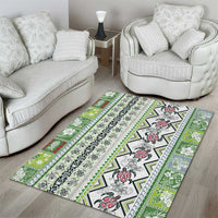 Hawaii Makahiki Turtle Area Rug Green Tapa Pattern - Polynesian Pride