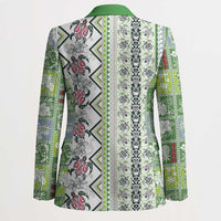 Hawaii Makahiki Turtle Blazer Green Tapa Pattern - Polynesian Pride