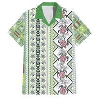 Hawaii Makahiki Turtle Family Matching Long Sleeve Bodycon Dress and Hawaiian Shirt Green Tapa Pattern - Polynesian Pride