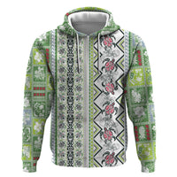 Hawaii Makahiki Turtle Hoodie Green Tapa Pattern - Polynesian Pride