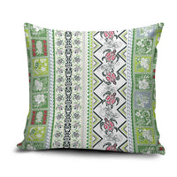 Hawaii Makahiki Turtle Pillow Cover Green Tapa Pattern - Polynesian Pride