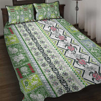 Hawaii Makahiki Turtle Quilt Bed Set Green Tapa Pattern - Polynesian Pride