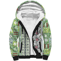 Hawaii Makahiki Turtle Sherpa Hoodie Green Tapa Pattern - Polynesian Pride