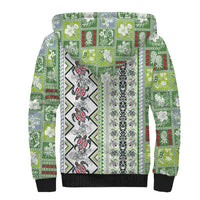Hawaii Makahiki Turtle Sherpa Hoodie Green Tapa Pattern - Polynesian Pride