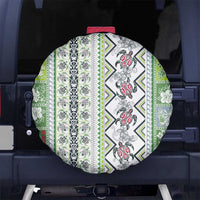Hawaii Makahiki Turtle Spare Tire Cover Green Tapa Pattern - Polynesian Pride