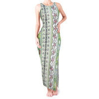 Hawaii Makahiki Turtle Tank Maxi Dress Green Tapa Pattern - Polynesian Pride