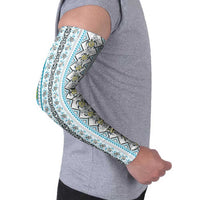Hawaii Makahiki Turtle Arm Sleeves Blue Tapa Pattern - Polynesian Pride