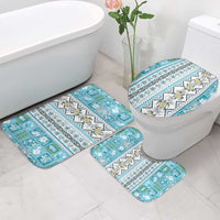 Hawaii Makahiki Turtle Bathroom Set Blue Tapa Pattern - Polynesian Pride